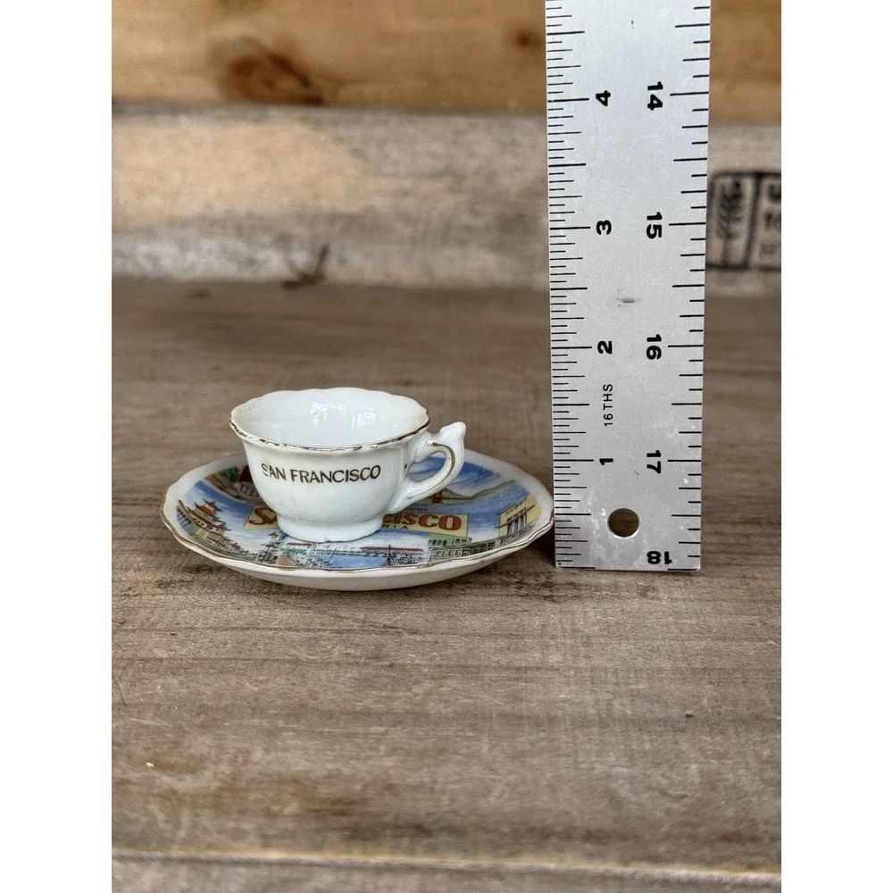 Vintage Small Souvenir Plate‎ And Teacup SAN FRANCISCO Gold Trim